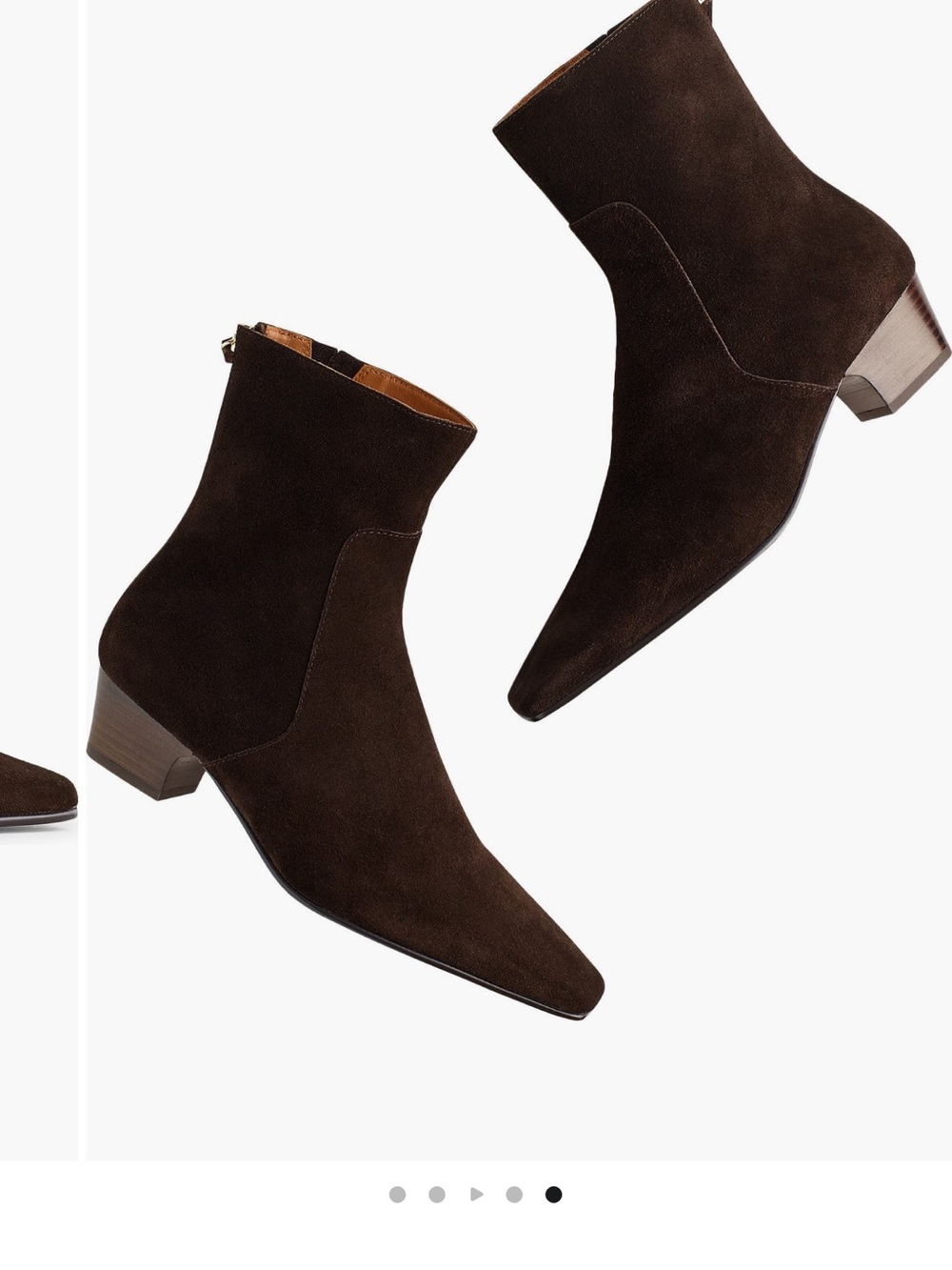 Madewell Dark Brown Suede Pointed Ankle Booties - Picture 4 of 4